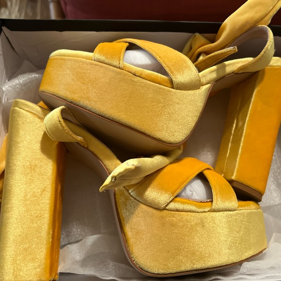 FSJ Yellow Velvet Platforms (size 11) - Picture 8 of 8